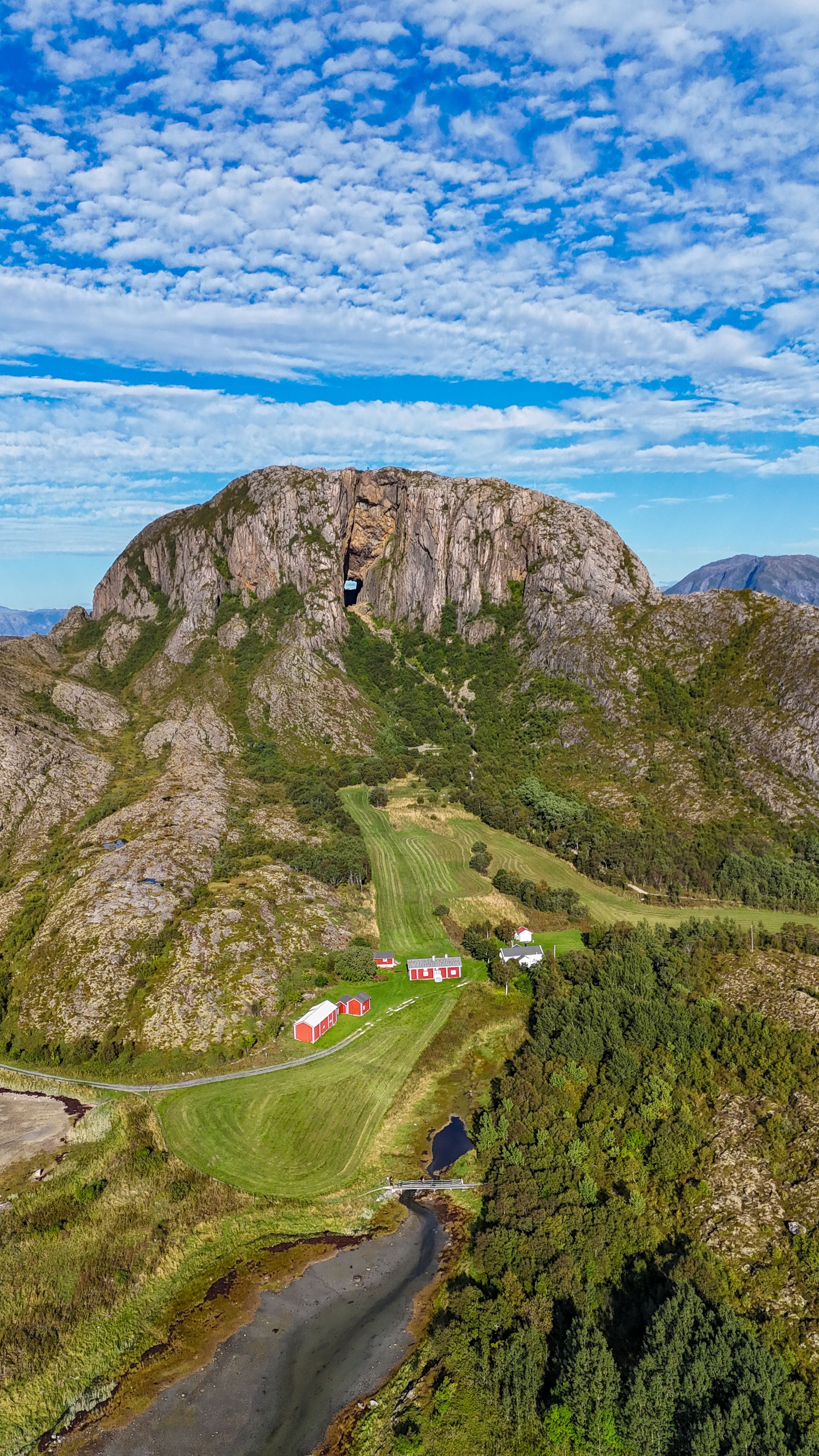 Torghatten on Island of Torget Aerial (Portrait)